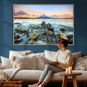 Mayon Volcano Seascape Wall Art Canvas Print, Tropical Ocean
