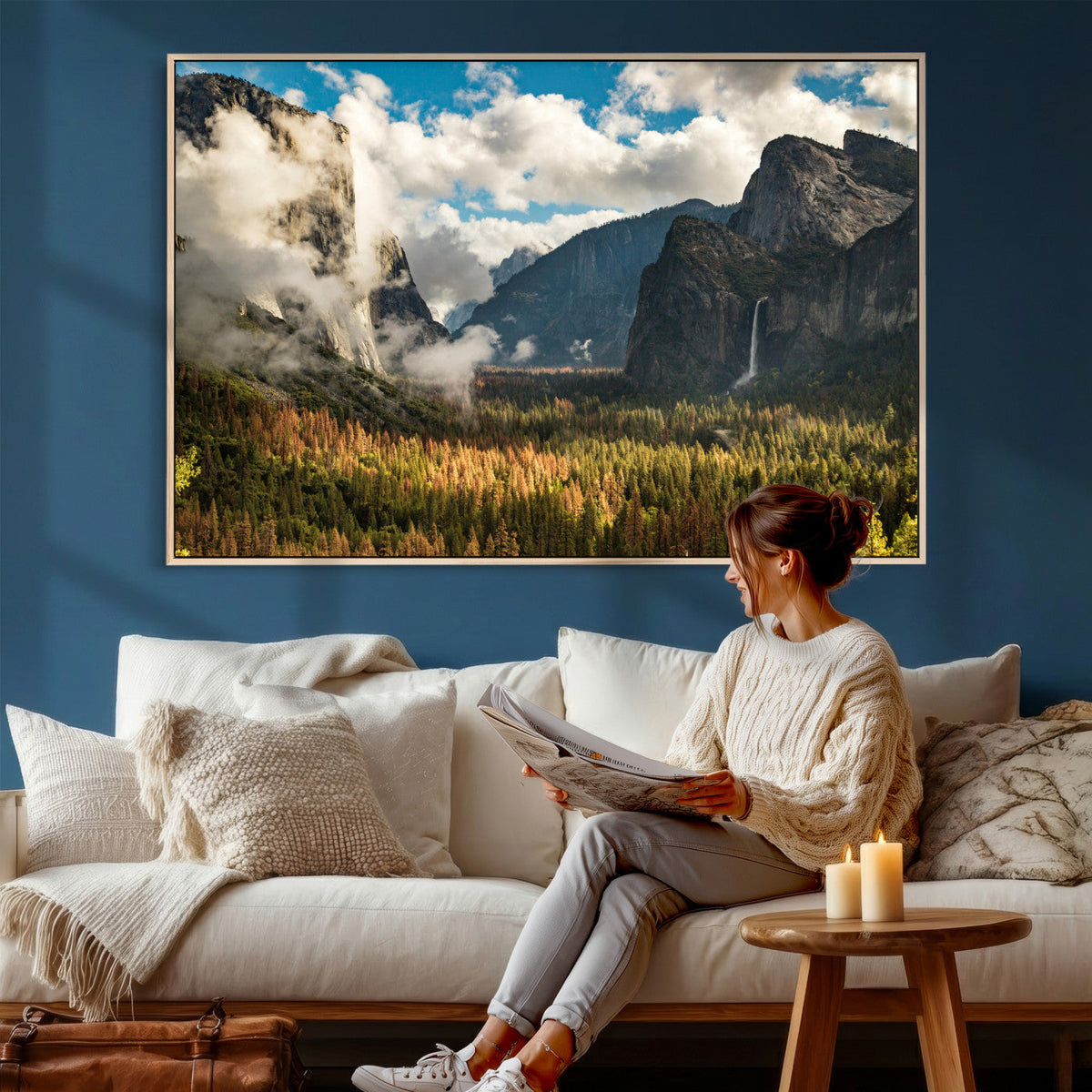 Yosemite Valley River Wall Art Canvas Print