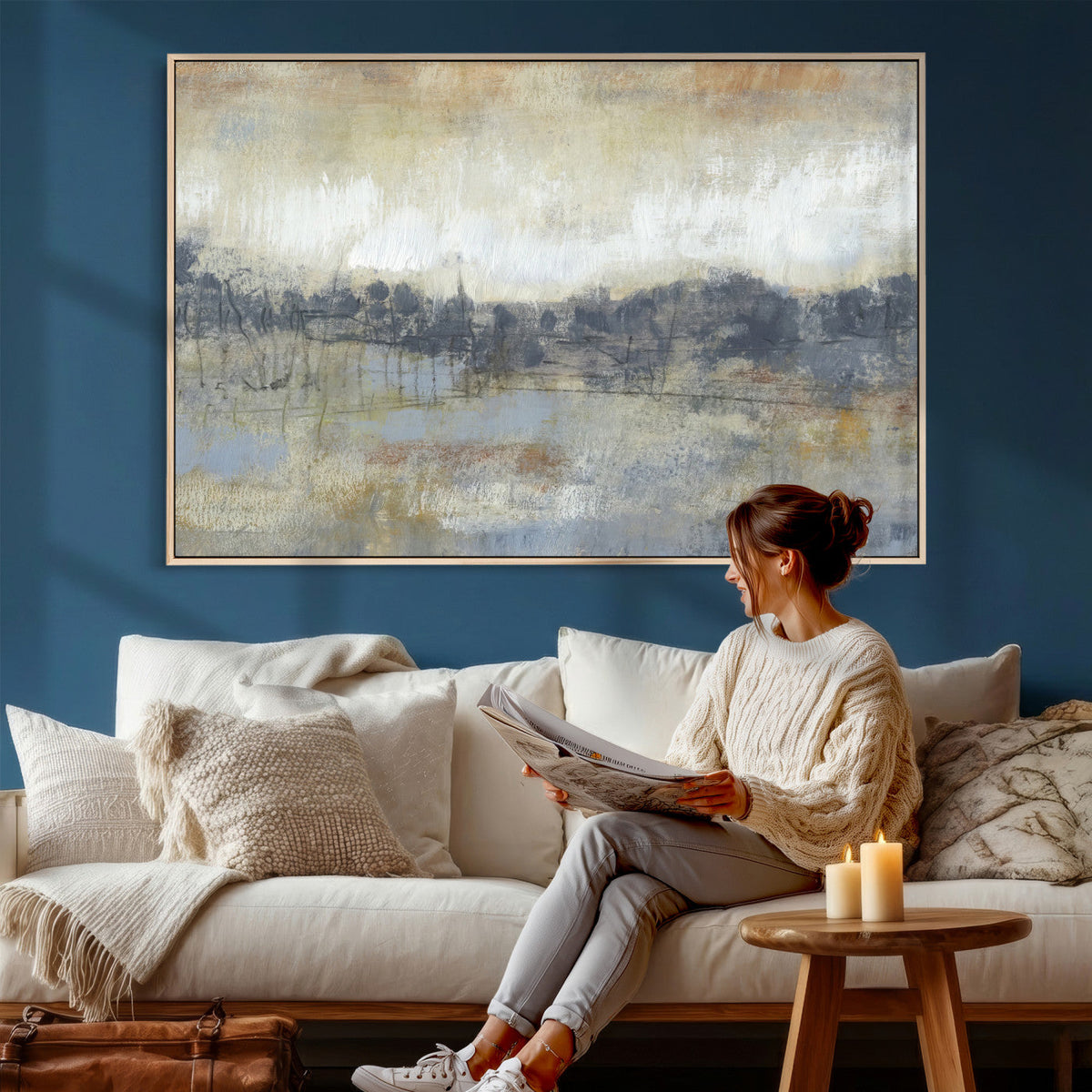 Abstract Neutral Landscape Painting Wall Art
