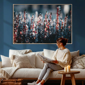 Winter Heather Wall Art Canvas Print, Frosted Floral Nature