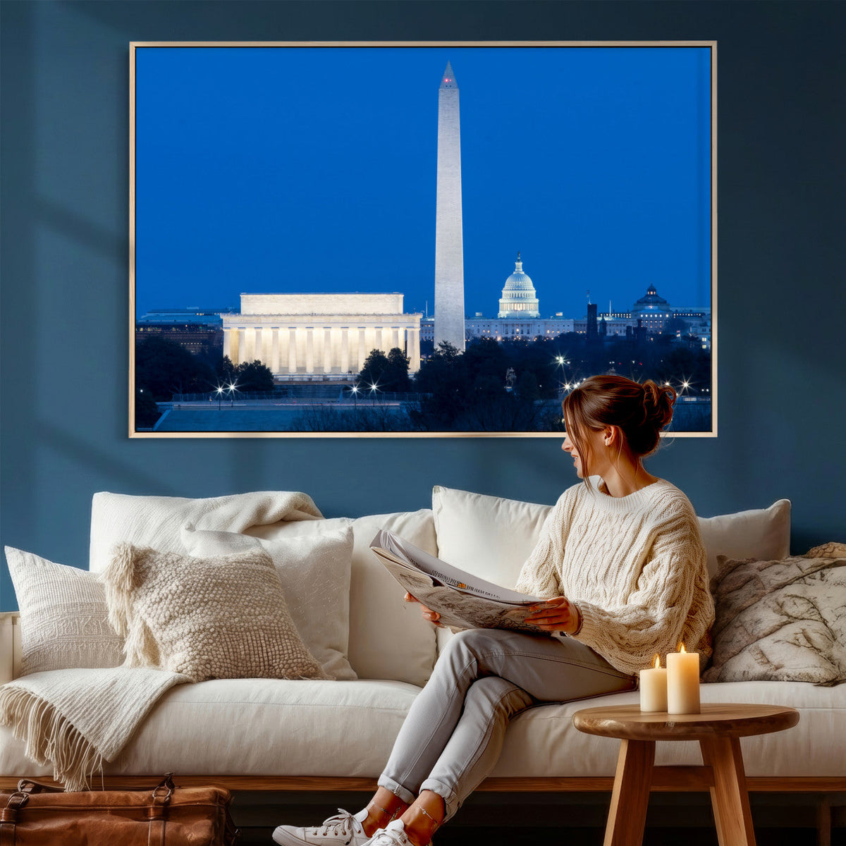 Washington DC Skyline Wall Art Canvas Print – Lincoln
