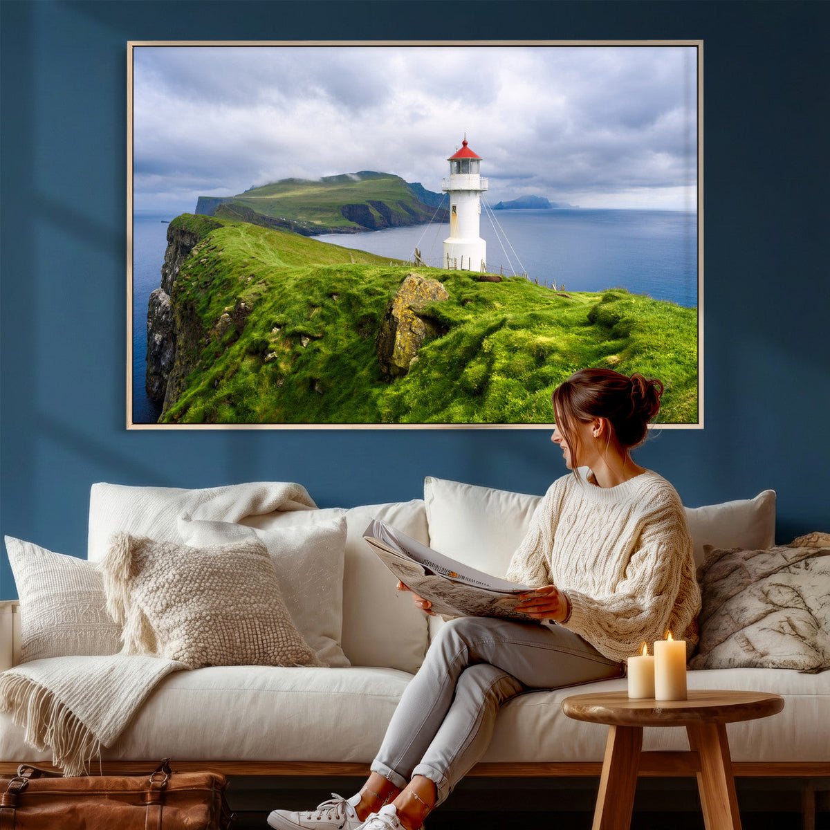 Cliffside Lighthouse Wall Art Canvas Print – Coastal
