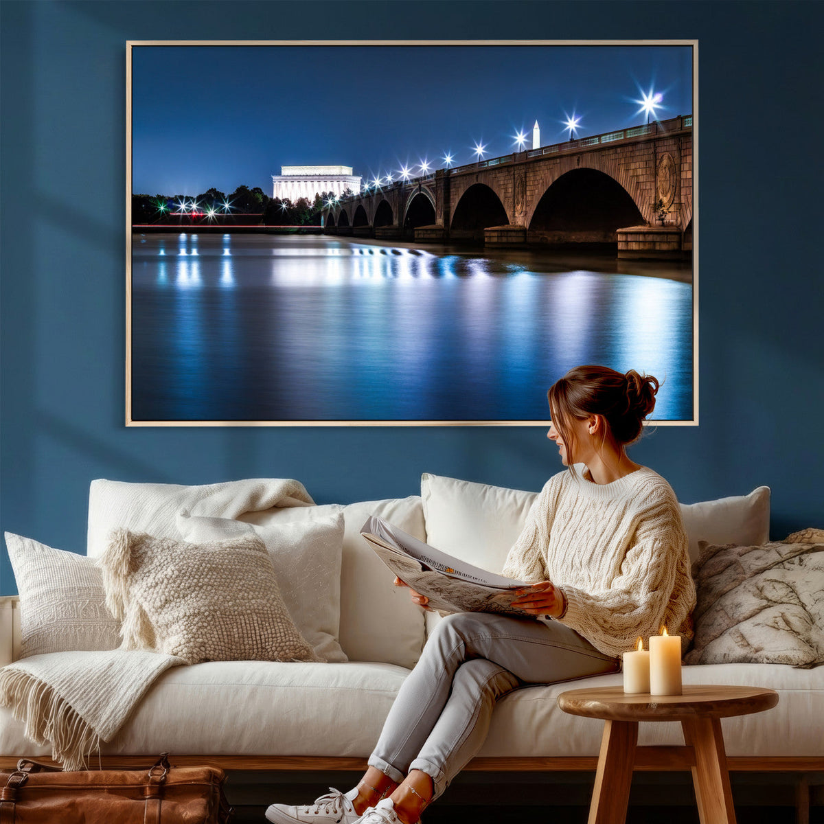 Washington DC Wall Art Canvas Print – Lincoln Memorial Night