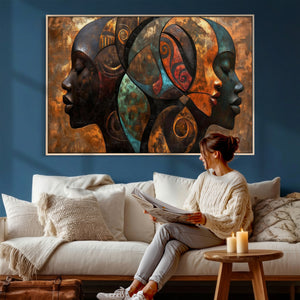 Abstract Afro American Women Wall Art Canvas Print