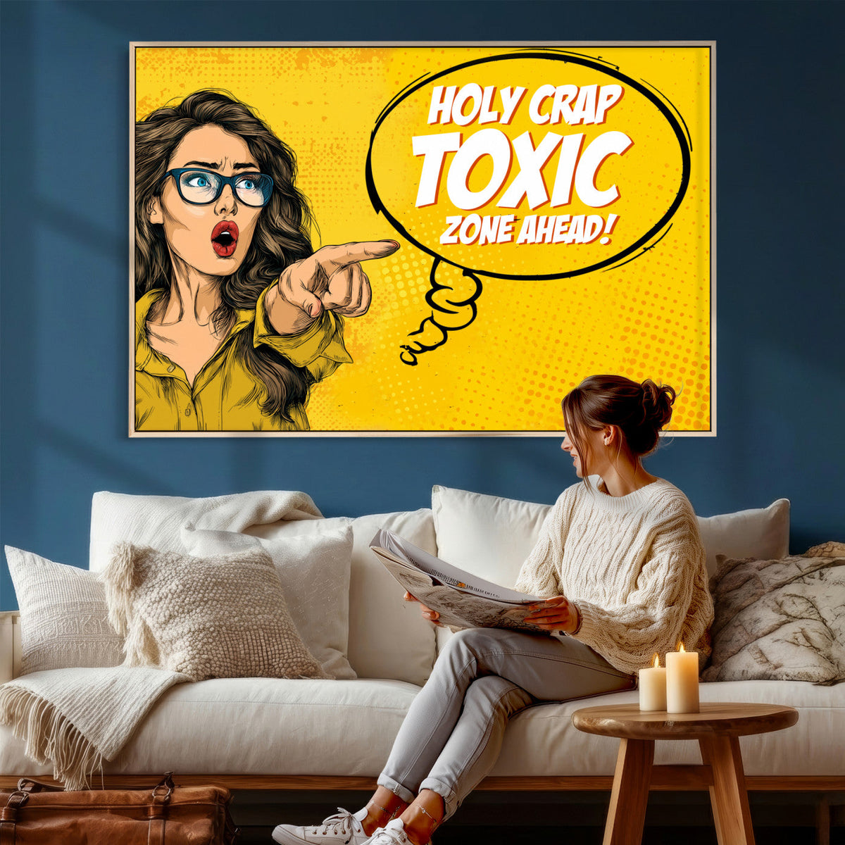 Pop Art Print Bathroom Sign Wall Art Canvas Print — Funny