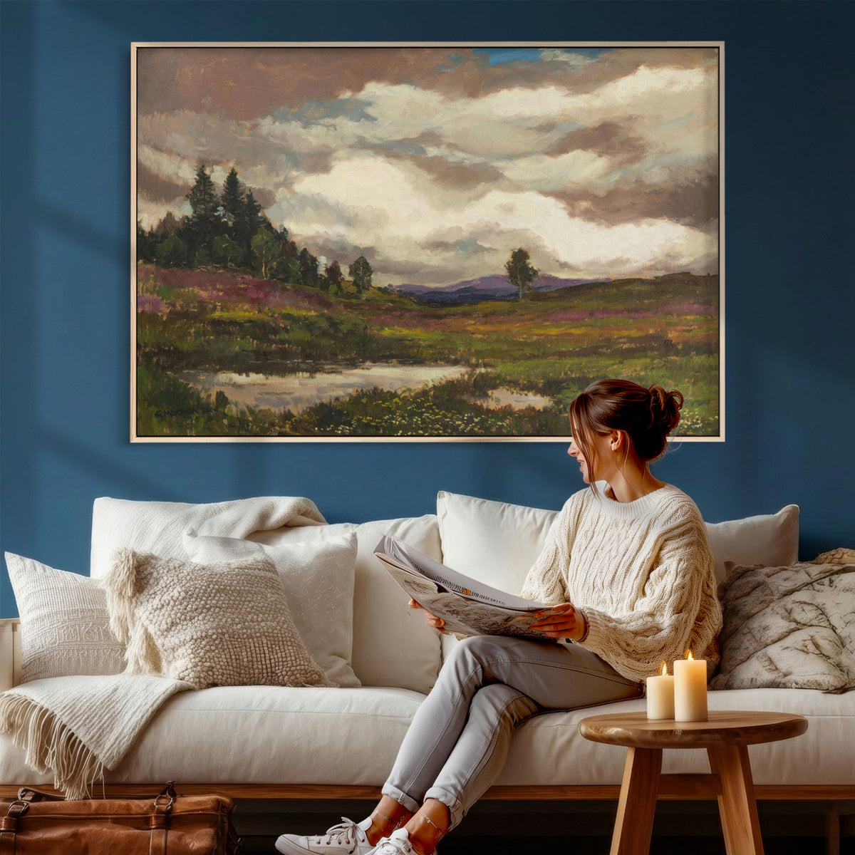 Gustav Macoun Heathland Canvas Print, Czech Landscape Oil
