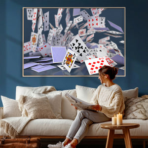 Playing Cards Canvas Wall Art | Casino Game Room Decor,