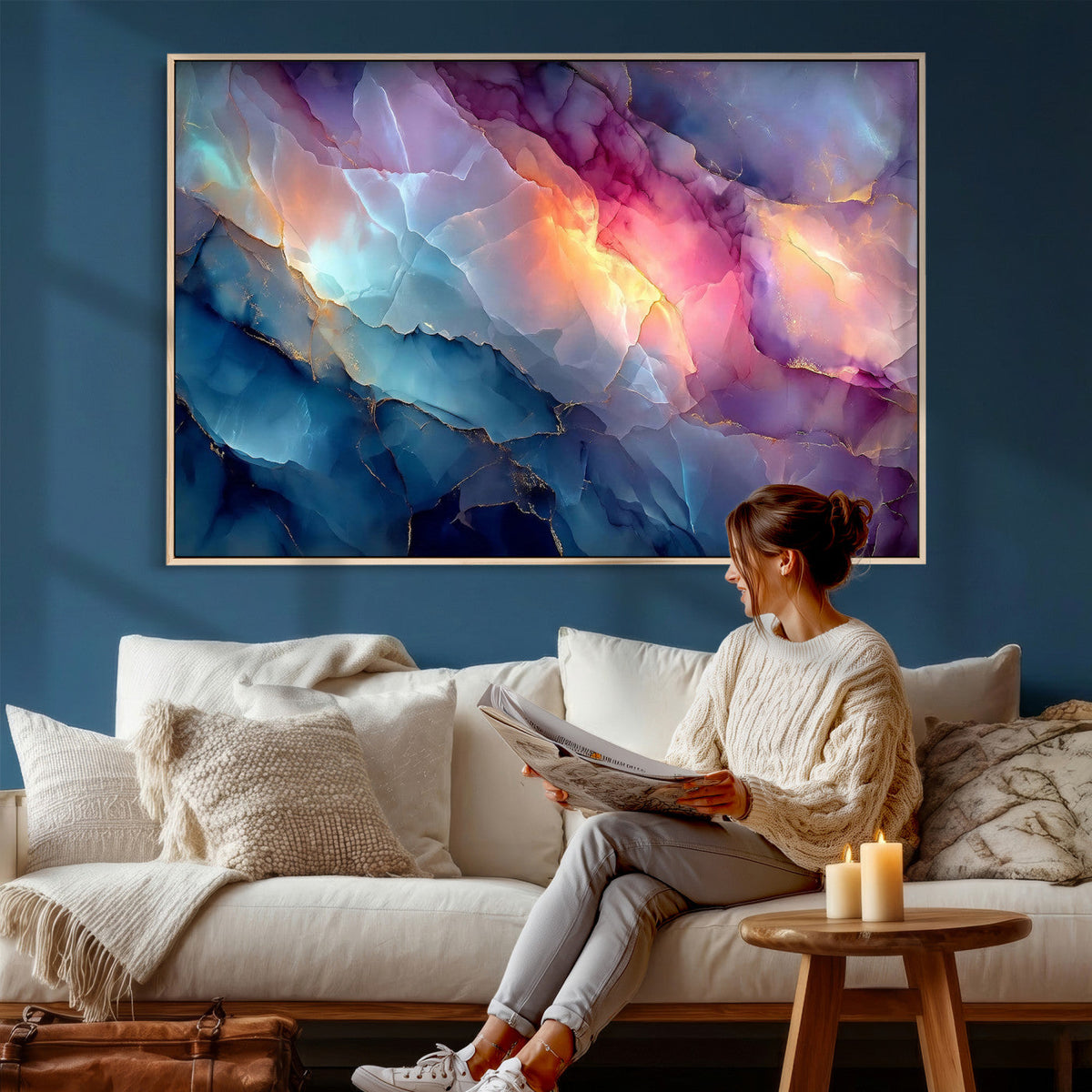 Colorful Abstract Canvas Wall Art Print, Vibrant Popup Color Art Print