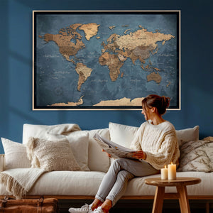 World Map Canvas Wall Art Canvas Print