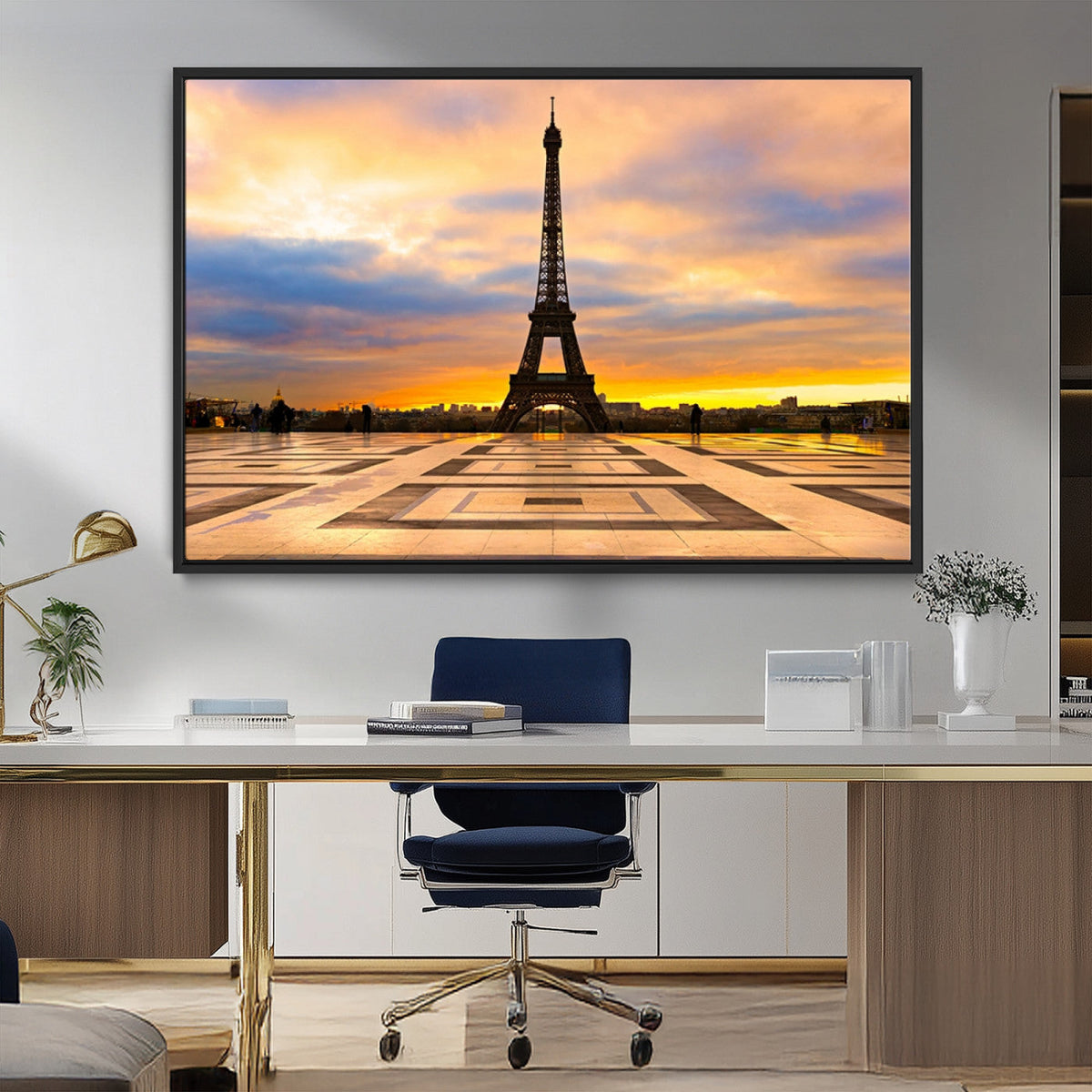 Paris Eiffel Tower Sunset Canvas Wall Art Print - Iconic