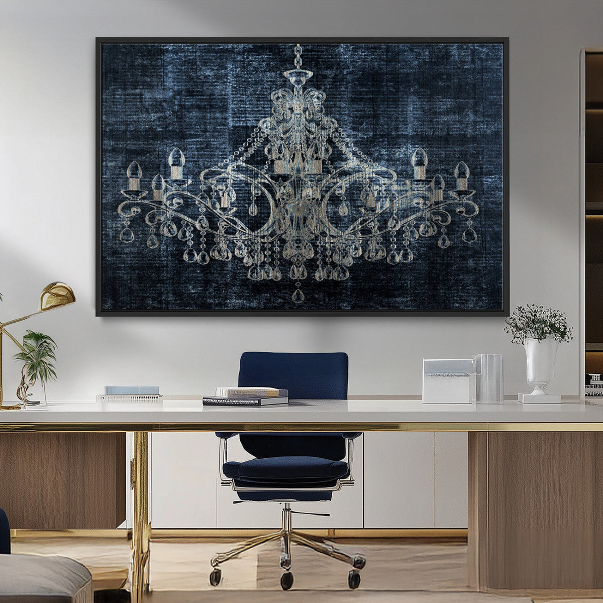Dark Chandelier Wall Art Canvas Print