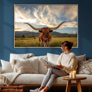 Texas Longhorn Canvas Wall Art – Majestic Triptych Animal