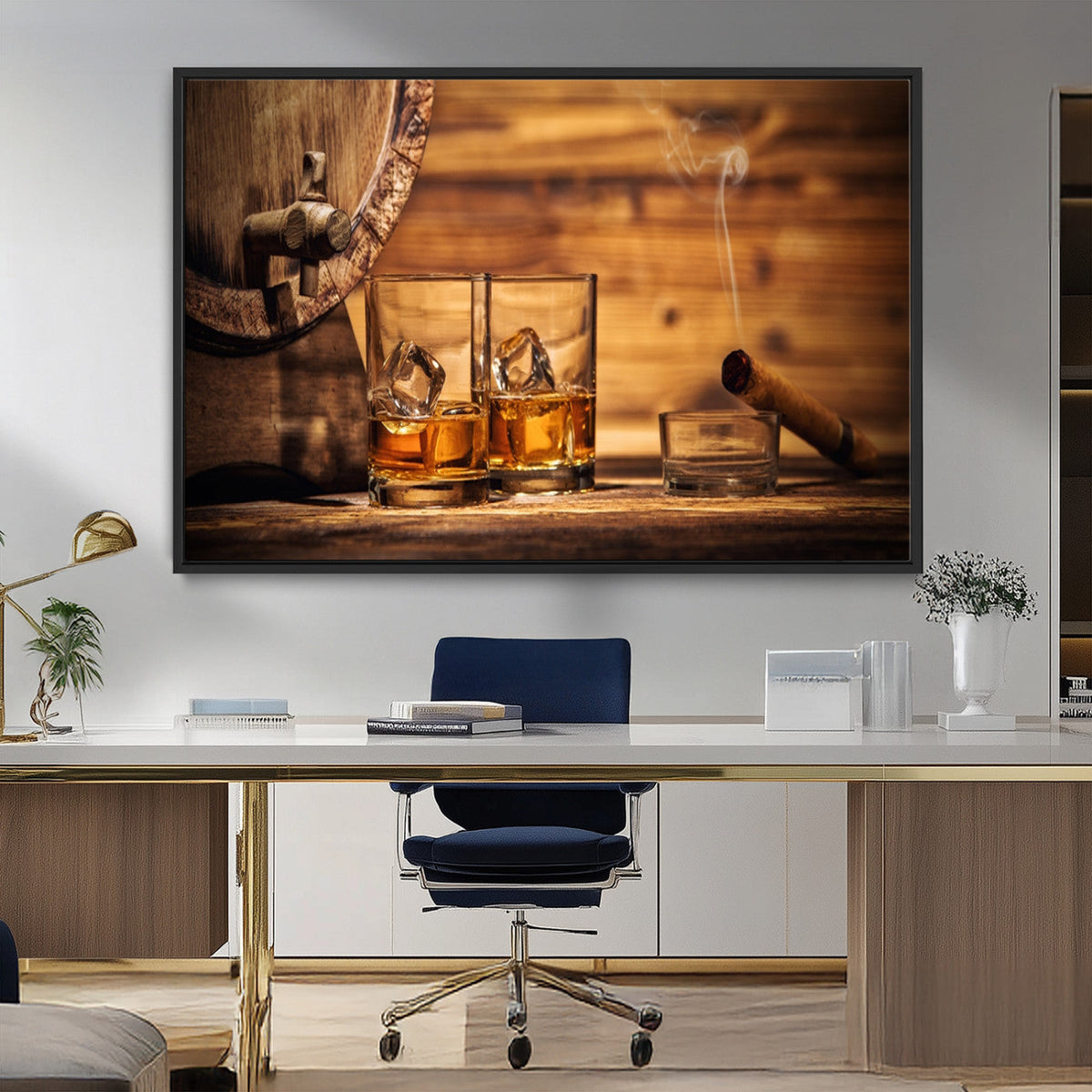 Rustic Whiskey and Barrel Canvas Print