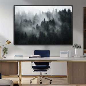 Foggy Forest Wall Art Canvas Print | 3 Panel Large Misty