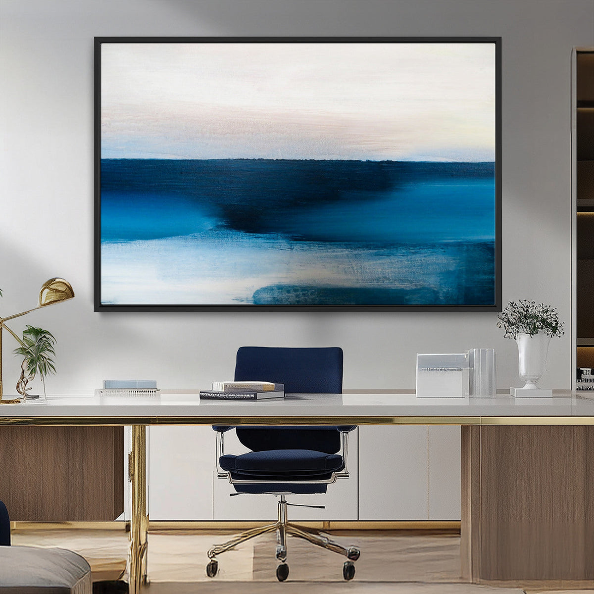 Dark Blue Abstract Wall Art Canvas Print