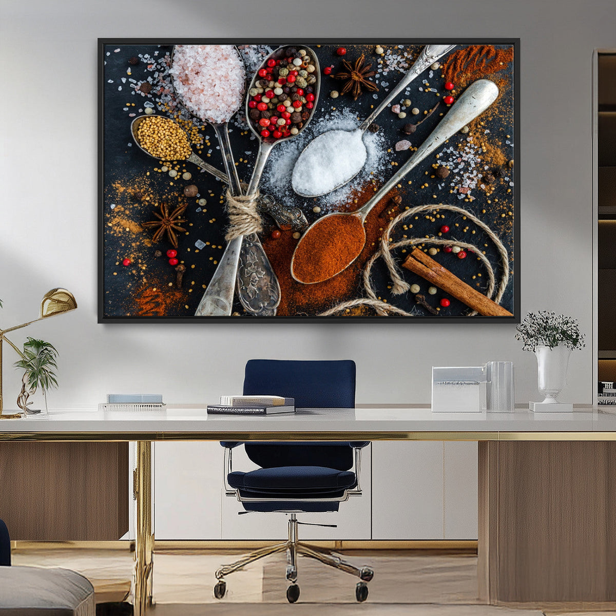 Spices and Seasonings Canvas Wall Art – Colorful Triptych