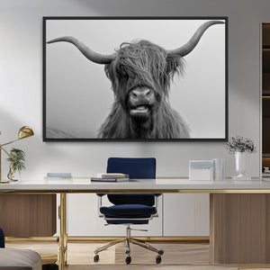Texas Cow Wall Art Canvas, Texas Longhorn Cattle Canvas