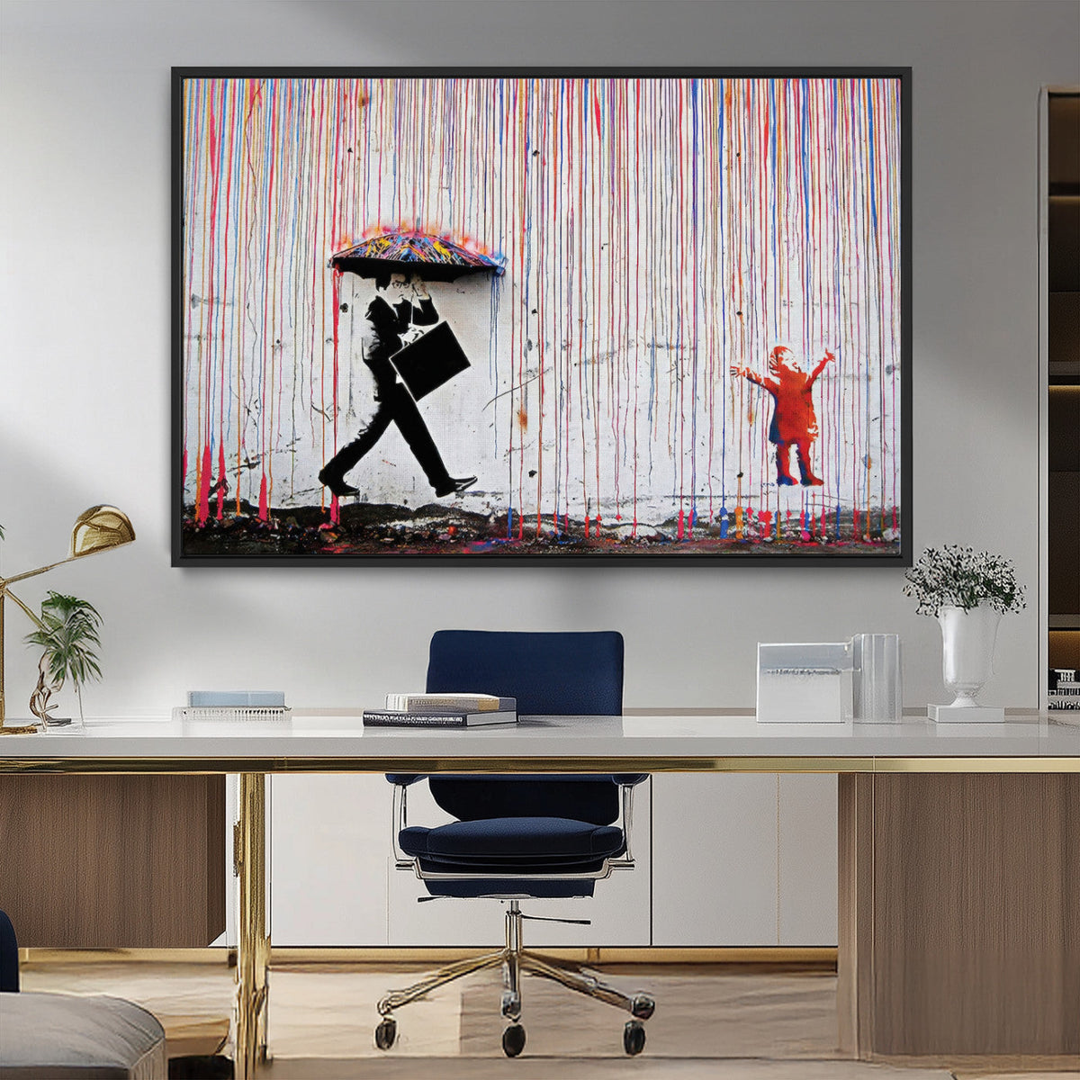 Banksy Wall Art Canvas Print, Framed Graffiti Art Picture