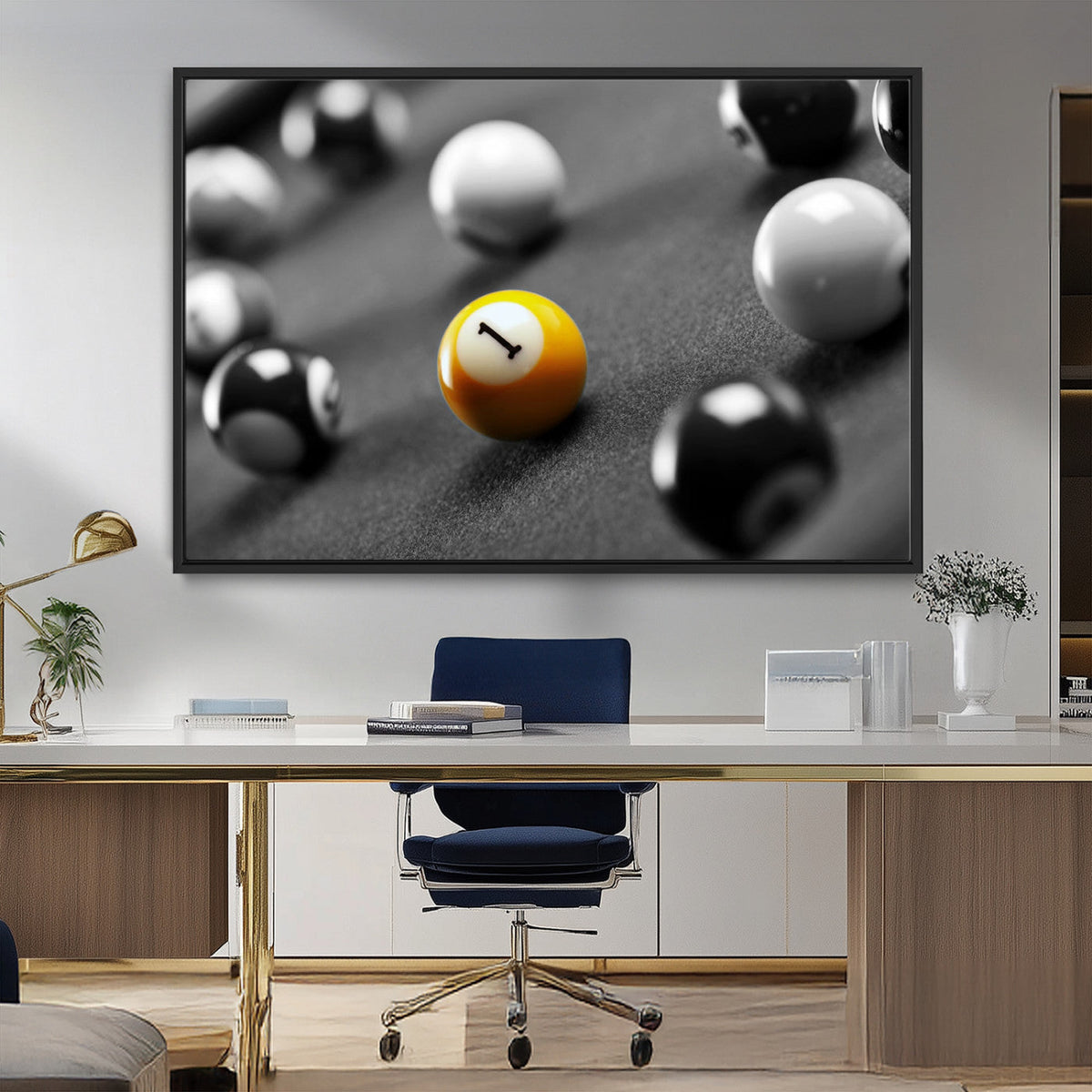 Wall Art Pool Table and Balls Canvas Print