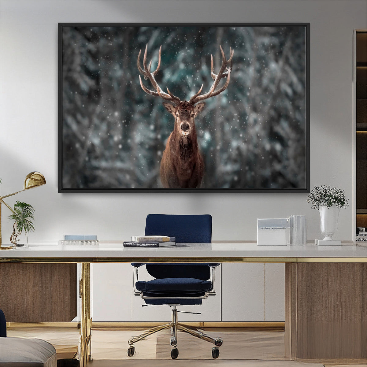 Wall Art Deer Art Animal Canvas, Framed Wall Art Deer Canvas