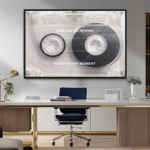 Vintage Cassette Tape Canvas Wall Art - Inspirational 'Life