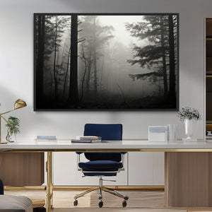 Misty Forest Wall Art Premium Canvas Print a Foggy and