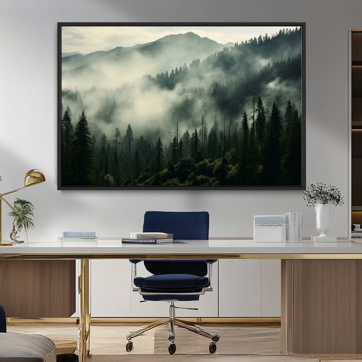 Captivating Misty Forest Wall Art Premium Canvas Print a