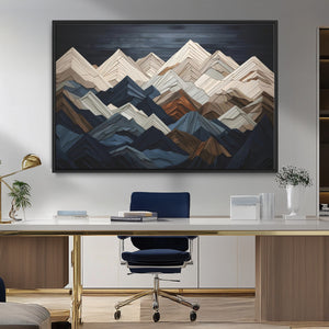 Mountain Wall Art – Modern Geometric Landscape Canvas Print,