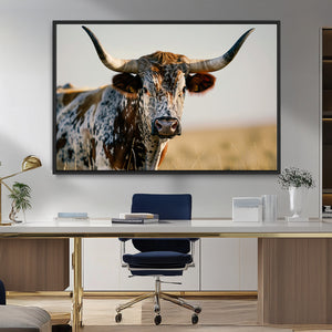 Texas Bull Longhorn Wall Art Canvas Print for Farm House