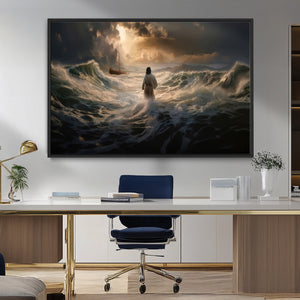 Jesus Walking on Water Wall Art Canvas Print - Religious