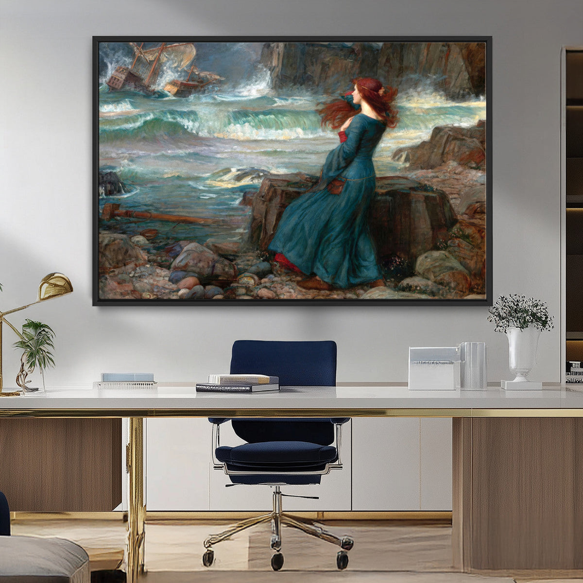 Miranda by the Shore Wall Art Canvas Print – Tempest Scene