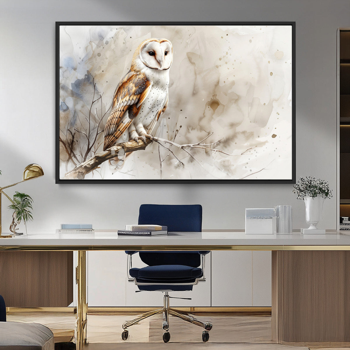 Barn Owl Wall Art | Watercolor Canvas Print | Perfect for