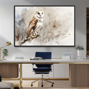 Barn Owl Wall Art | Watercolor Canvas Print | Perfect for
