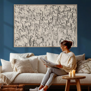 Abstract Horse Sketch Wall Art | Ready to Hang and Framed |