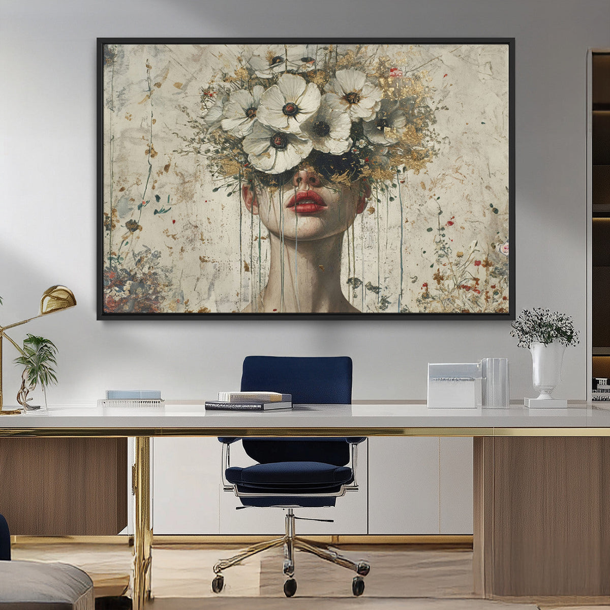 Abstract Floral Women Patel Wall Art Canvas Print