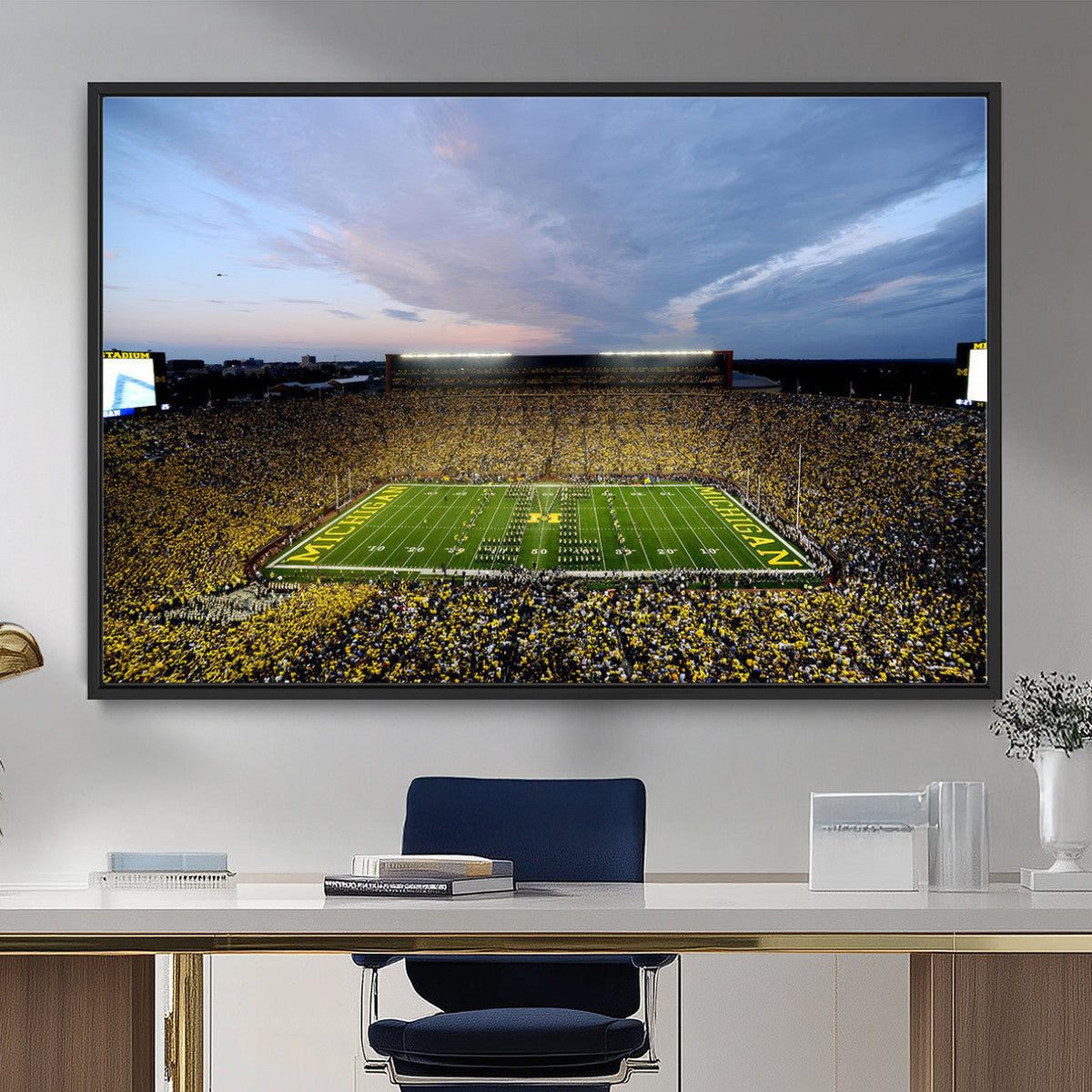 Michigan Stadium Wall Art Canvas Print, Vibrant Game Day
