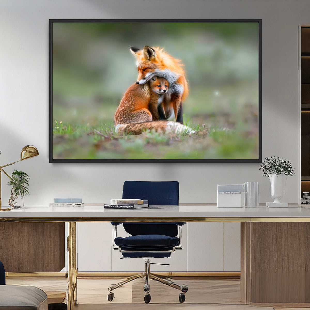 Heartwarming Fox and Baby Cub Wall Art | Ready to Hang