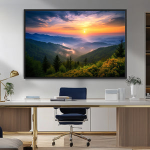 Majestic Mountain Sunrise Print | Landscape Wall Art |