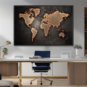 World Map Canvas Print – Framed Travel Map Wall Art for