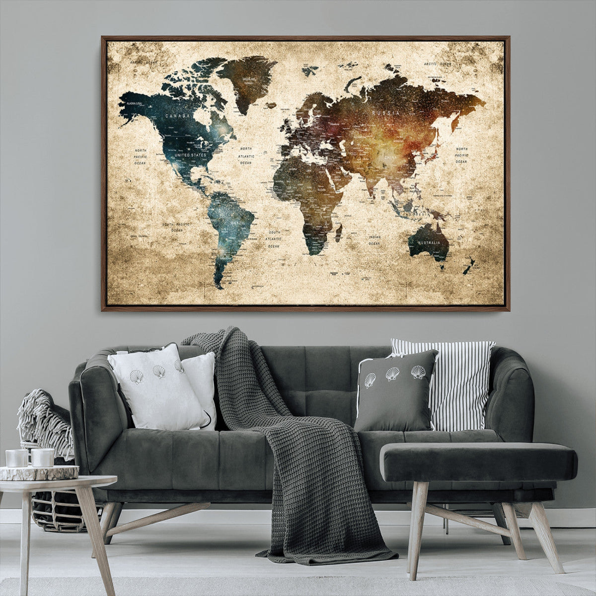 World Map Canvas Print – Detailed Map of the World Wall Art