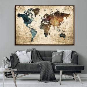 World Map Canvas Print – Detailed Map of the World Wall Art