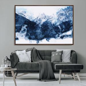 Abstract Blue Mountain Canvas Wall Art – Modern Triptych