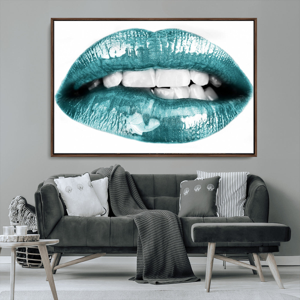 Blue Lips Wall Art Canvas Print