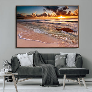 Sunset on Ocean Wall Art Canvas Print
