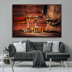 Whiskey and Cigar Canvas Wall Art | 3 Panel Bar Room Decor
