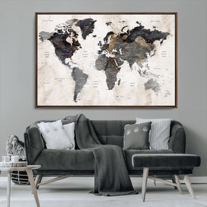Abstract Map Printing - Modern World Map Canvas Wall Art for