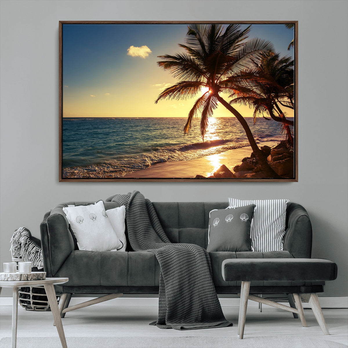 Sunset Palm Trees Wall Art Canvas Print