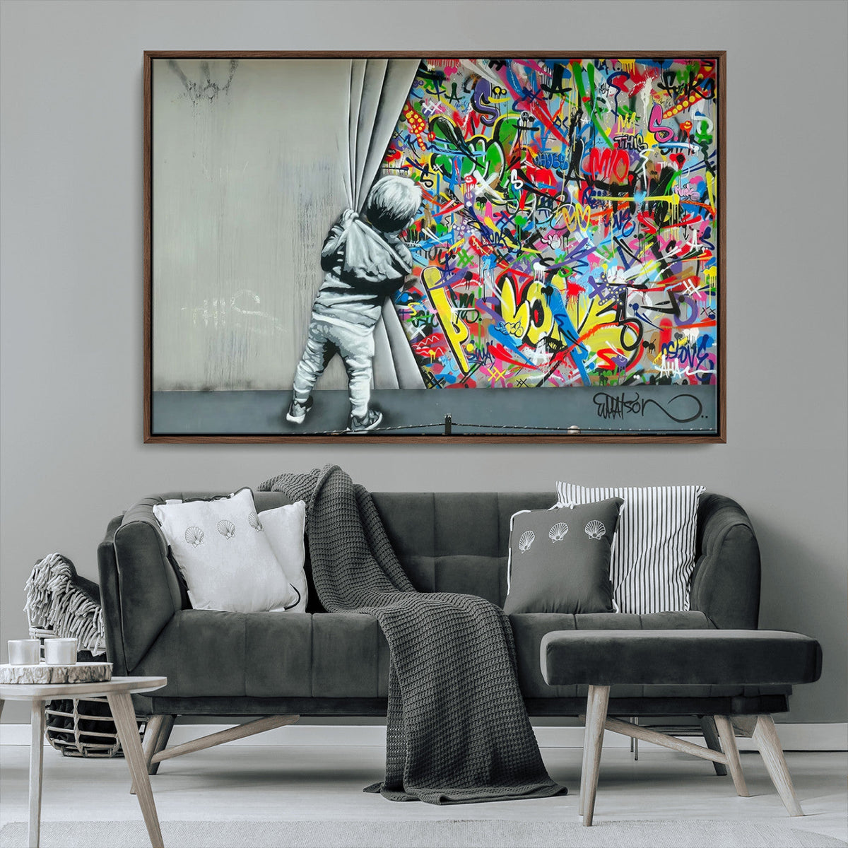 Banksy Colorful Street Graffiti Canvas Wall Art Print,