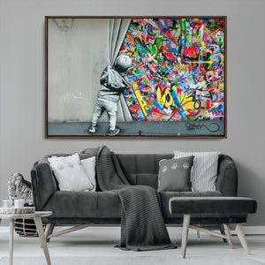 Banksy Colorful Street Graffiti Canvas Wall Art Print,
