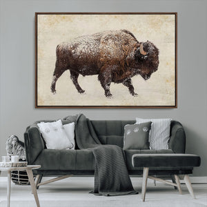 Buffalo Wall Art, Western Bison Canvas Print, Rustic Buffalo
